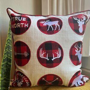 Buffalo Plaid True North Embroidered Pillow Cover Cozy Cabin Decor